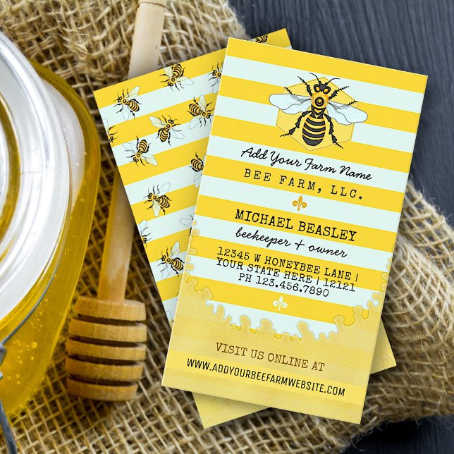 Bienenzuchtbetrieb Honigbienen und Streifen Visitenkarte (Von Creator hochgeladen)
