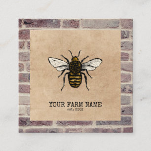 Bienenzuchtbetrieb Vintage Honigbienen Quadratische Visitenkarte