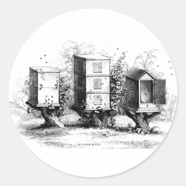 Bienenzuchtbienen, Vintag Runder Aufkleber (Vorderseite)
