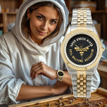 Bienenzüchter Apiary Watch mit Gold stilisierten H Armbanduhr<br><div class="desc">Ihre Kunden werden garantiert mehr Liebe haben,  wenn Sie diese süße Honigbiene auf Märkten,  Kongressen und Schulmessen tragen. Eigentlich ist es eine gute Praxis und sehr hilfreich für Ihre Kunden,  wenn sie wissen,  wer Sie sind und woher Sie kommen. Gute Bienenzucht!</div>