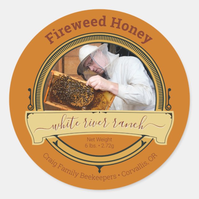 Bienenzüchter Foto Amber Large Honey Stickers (Vorderseite)