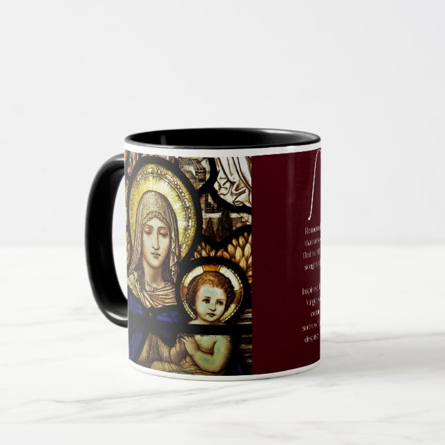 Bienheureuse Mère, Prière Mémorare, Mug Catholique (Devant gauche)