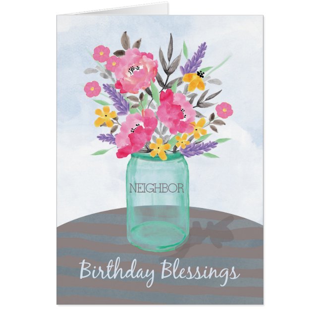 Bienheureux Anniversaires voisins Jar Vase avec fl (Devant)