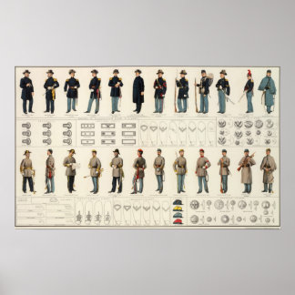 Bien's Druck von Uniformen des Zivilen Krieges (18 Poster