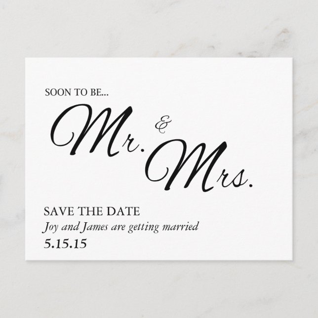 Bientôt être M. & Mme Enregistrer la date Carte po (Devant)