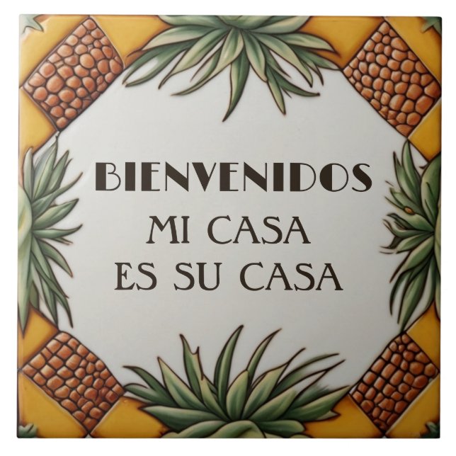 Bienvenidos Mi Casa Es Su Casa Aloe Vera Plant Fliese (Vorderseite)