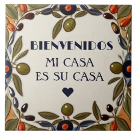 Bienvenidos Mi Casa Es Su Casa Green Olive Welcome Fliese