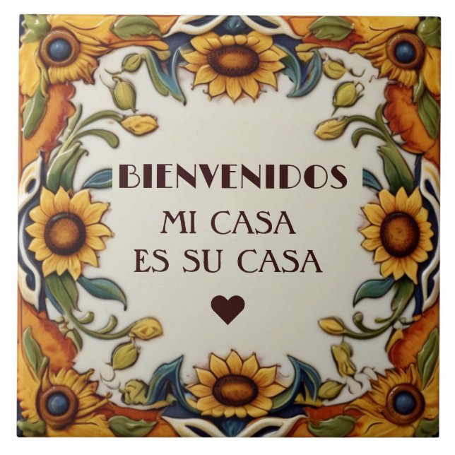 Bienvenidos Mi Casa Es Su Casa Sunflowers Floral Fliese (Vorderseite)