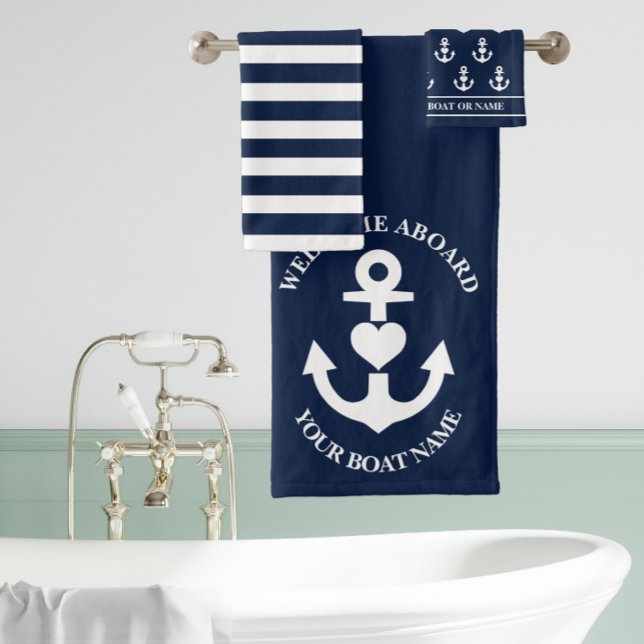 Bienvenue à bord de l'Ancre cardiaque Marine Blanc (Créateur téléchargé)