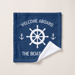 Bienvenue à bord nom du bateau ancre nautique bleu