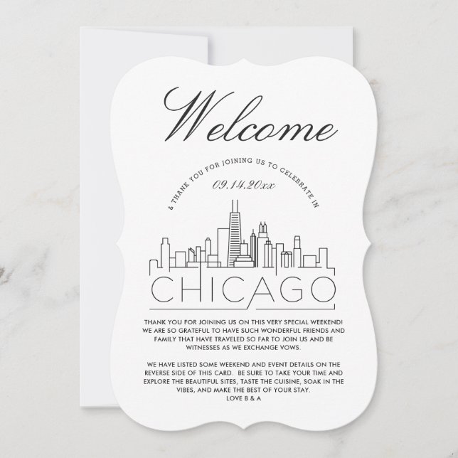 Bienvenue à Chicago | Invitation Détails Invités (Devant)