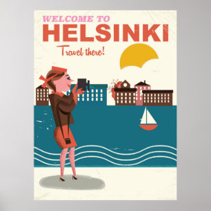 Bienvenue à Helsinki Finlande affiche de voyage vi