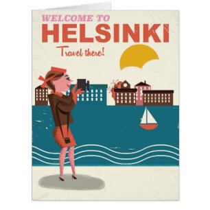 Bienvenue à Helsinki Finlande poster de voyage vin