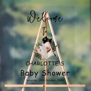 Bienvenue à la Baby Shower avec un joli chat noir