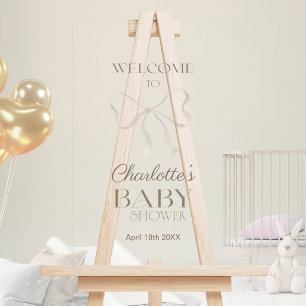 Bienvenue à la Baby Shower avec un Nœud Élégant Tr
