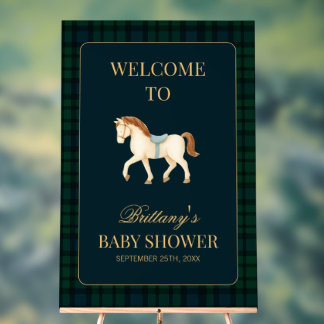 Bienvenue à la Baby Shower Cheval Tartan Plaid