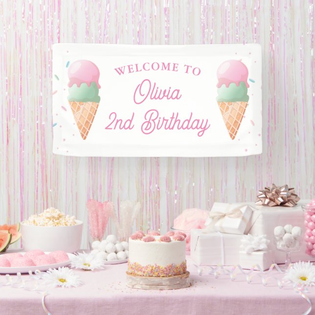Bienvenue à la crème glacée Bannière d'anniversair (Fête)