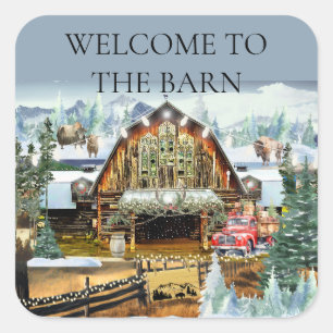 Bienvenue à la grange Autocollant Hiver/Noël