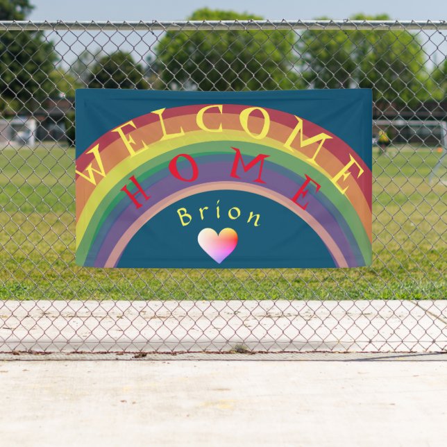 "Bienvenue à la maison", bannière Rainbow personna (En situation)