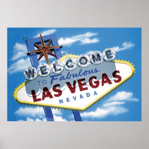 Bienvenue à Las Vegas Retro Poster Print