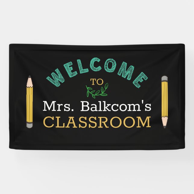 Bienvenue À L'École Bannière De Crayons Jaunes (Horizontal)