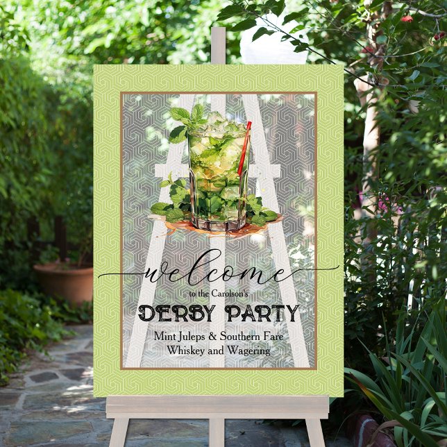 Bienvenue à Mint Julep Derby (Mint Julep Derby Party Acrylic Welcome Sign)