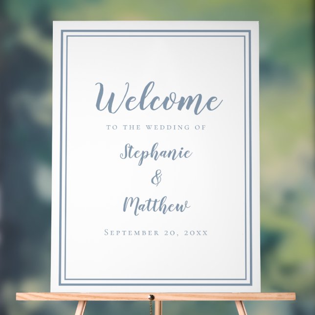 Bienvenue À Notre Mariage Élégant Simple Dusty Blu (Neutre)
