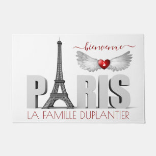 Bienvenue à Paris Eiffel Tower Herz Angel Wings Fußmatte