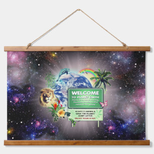 Bienvenue à Planet Earth Bois Tressé Tapisserie mu