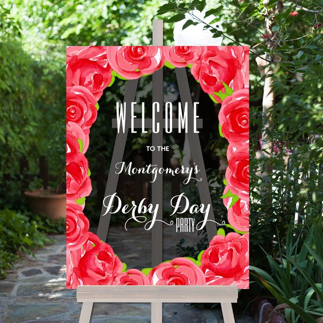 Bienvenue à Red Roses Derby Party (Red Roses Derby Party Smoky Acrylic Welcome Sign)