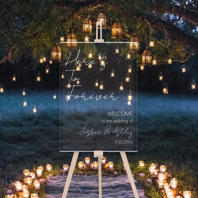 Bienvenue à To Forever Elegant Mariage blanc (Here's To Forever Elegant White Wedding Welcome Acrylic Sign
)