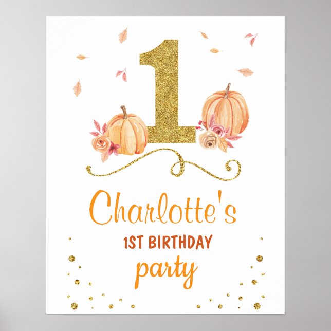 Bienvenue Anniversaire Poster Citrouille 1er Un (Devant)