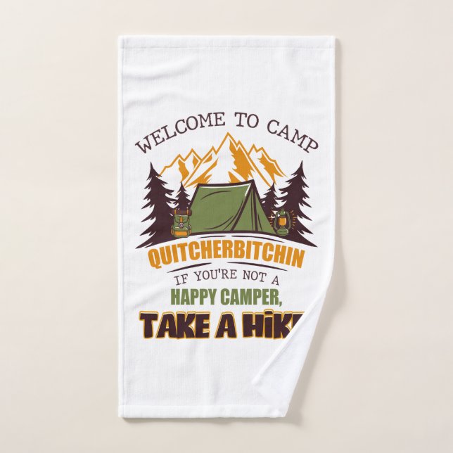 Bienvenue Au Camp Quitcherbitchin Happy Camper (Serviette à main)