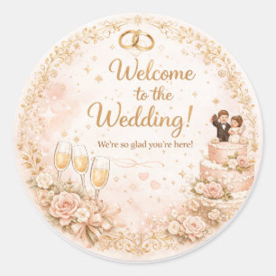 Bienvenue au Mariage – Autocollant Floral Élégant