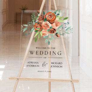 Bienvenue au mariage floral orange brûlé