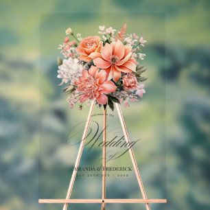 Bienvenue au mariage floral Peach Fuzz