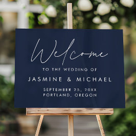 Bienvenue au mariage moderne Navy Script