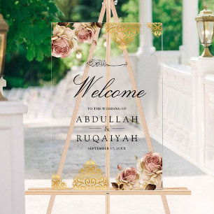 Bienvenue au mariage musulman Boho Rose Motif Crèm