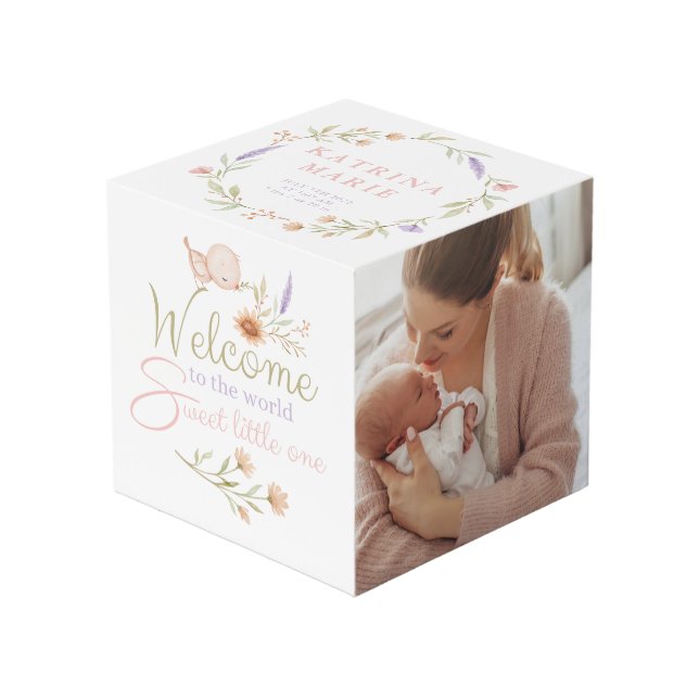 Bienvenue Au Monde Baby Photo Cube (Angle devant)