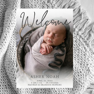 Bienvenue Baby Boy Photo Faire-part de naissance