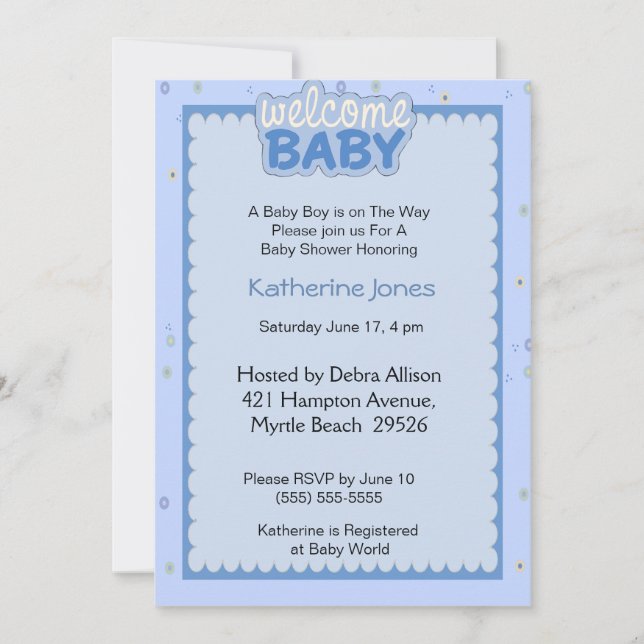 Bienvenue Baby Boy Shower Invitation (Devant)