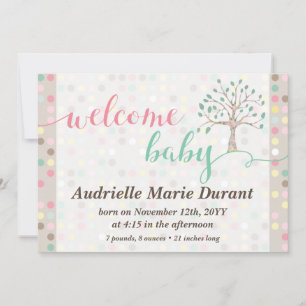 Bienvenue Baby Faire-part Pastel Tree Photo person