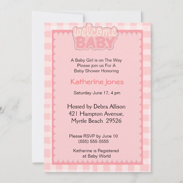 Bienvenue Baby Girl Shower Invitation (Devant)