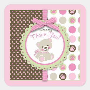 Bienvenue Bear Girl TY Sticker Carré