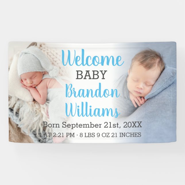 Bienvenue Bébé garçon Annonce 2 Photo Bannière (Horizontal)
