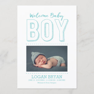 Bienvenue bébé garçon Faire-part de naissance