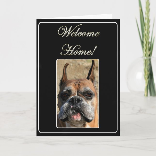 Bienvenue carte de salutation de chien boxer de ma (Devant)