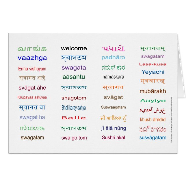 Bienvenue dans Langues de l'Inde (Devant horizontal)