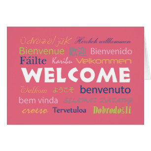 Bienvenue dans plusieurs langues Rose mignon Perso