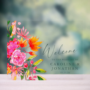 Bienvenue de mariage floral orange rose moderne